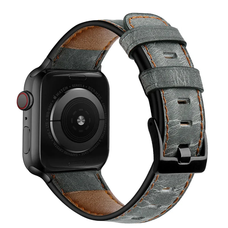 Leather Watch Strap for Apple watch band 40mm 49mm Retro Cow Leather correa bracelet iwatch series 7 SE Ultra 8