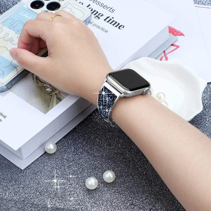 Luxury Chain Strap for Apple Watch Band 38mm~49mm Loop Bracelet Diamond Wrist Watchband for IWatch Series Ultra 8 7 6 5 4321 SE