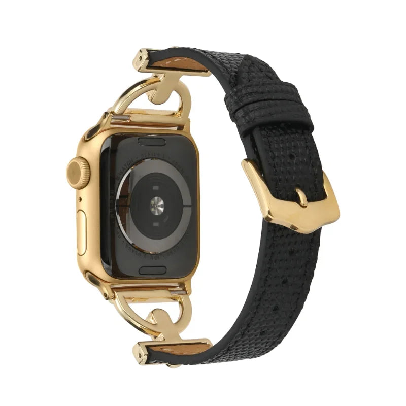 Leather Strap For Apple Watch Band 41mm 45 44 40mm 42 38mm Metal Buckle Design Watchband Bracelet For iWatch 7 SE 6 3 4 5