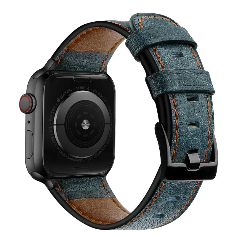 Leather Watch Strap for Apple watch band 40mm 49mm Retro Cow Leather correa bracelet iwatch series 7 SE Ultra 8