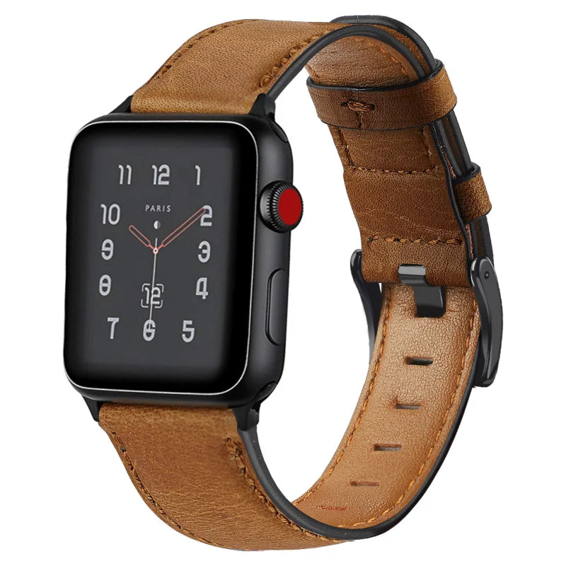 Leather Watch Strap for Apple watch band 40mm 49mm Retro Cow Leather correa bracelet iwatch series 7 SE Ultra 8