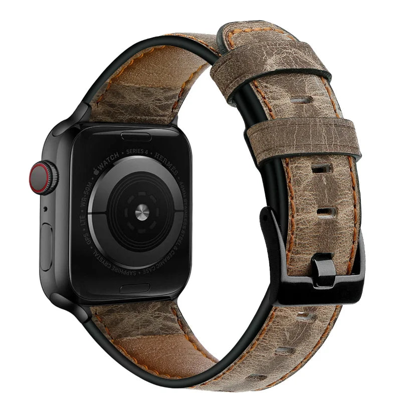 Leather Watch Strap for Apple watch band 40mm 49mm Retro Cow Leather correa bracelet iwatch series 7 SE Ultra 8