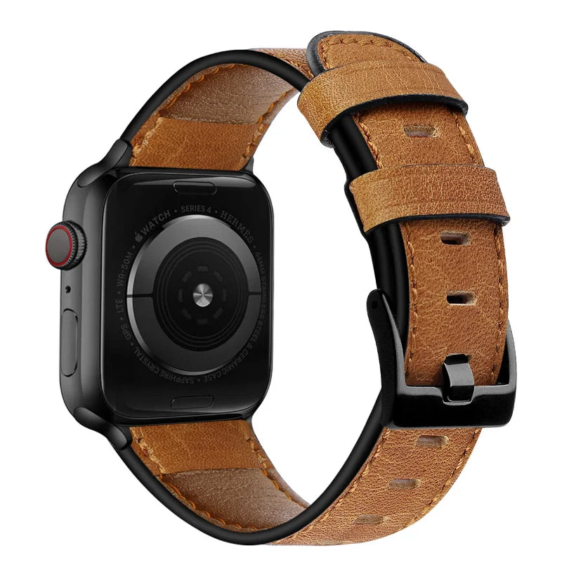 Leather Watch Strap for Apple watch band 40mm 49mm Retro Cow Leather correa bracelet iwatch series 7 SE Ultra 8