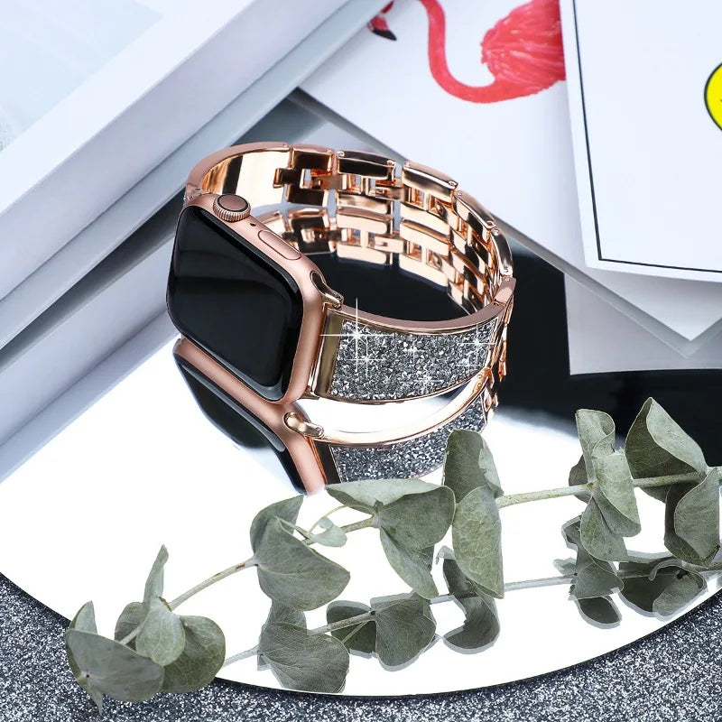 Luxury Chain Strap for Apple Watch Band 38mm~49mm Loop Bracelet Diamond Wrist Watchband for IWatch Series Ultra 8 7 6 5 4321 SE