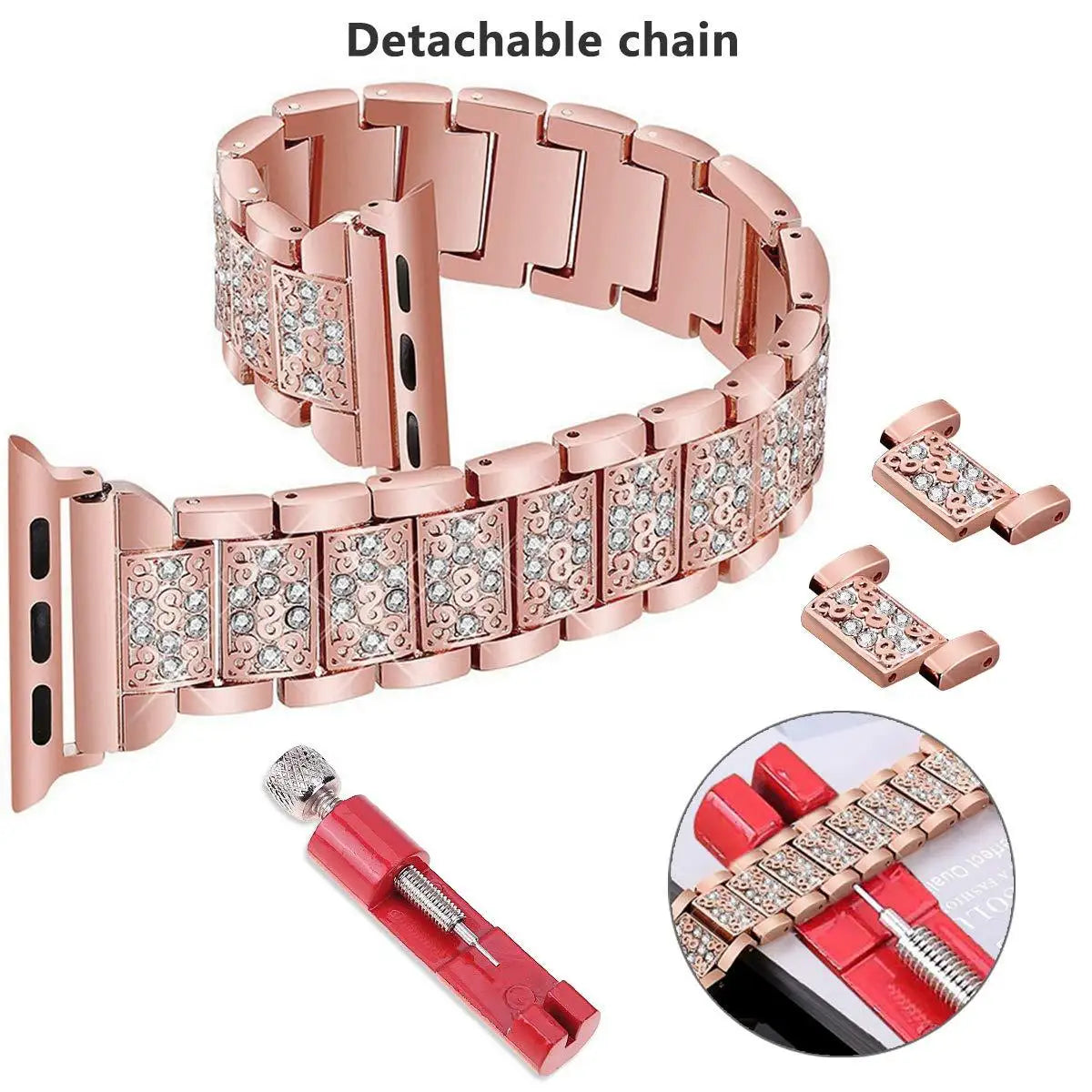 Link Bracelet for Apple Watch Band 7 8 41mm 45mm 40mm 44mm Diamond Shining Women Metal Strap IWatch Series SE 6 5 4 3 38mm 42mm