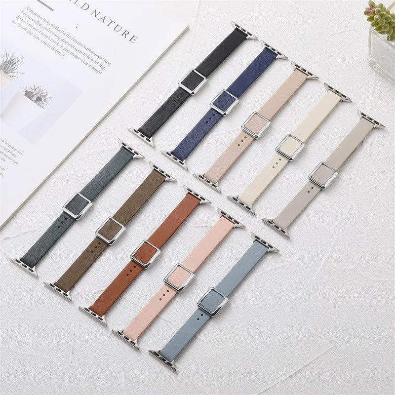 Luxury Leather watch band for apple watch band 45mm 44mm 49mm 40mm 42mm correa for iWatch series 5 6 4 3 SE 7 8 ultra bracelet