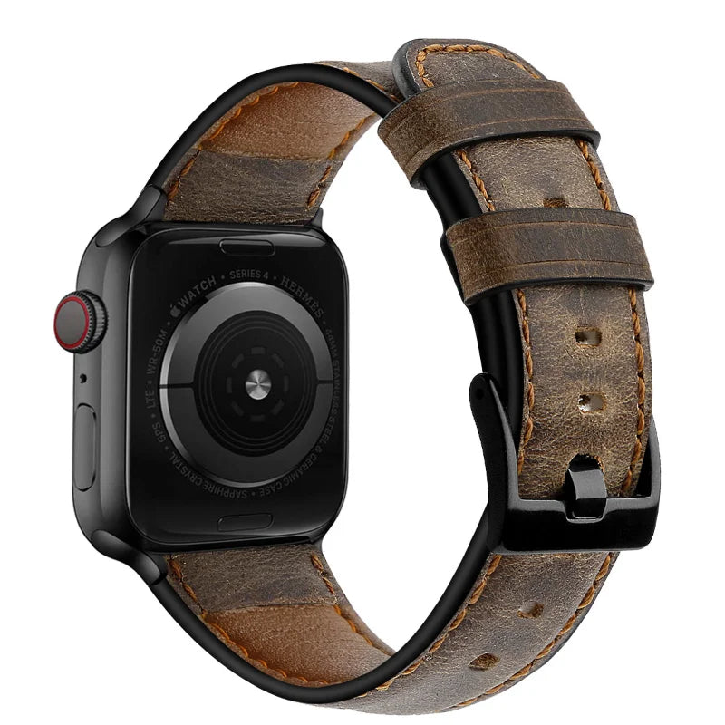 Leather Watch Strap for Apple watch band 40mm 49mm Retro Cow Leather correa bracelet iwatch series 7 SE Ultra 8