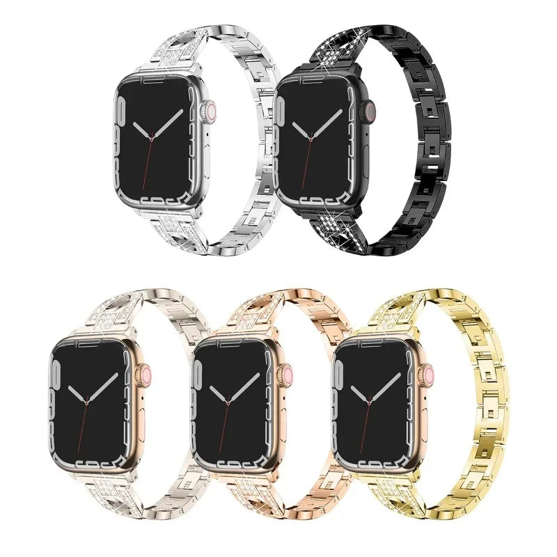 Women Bracelet For Apple Watch Band 44mm 45mm 41mm  40mm 42mm 38mm Metal Bling Diamond Strap For iwatch Ultra Series 8 7 SE 65 4