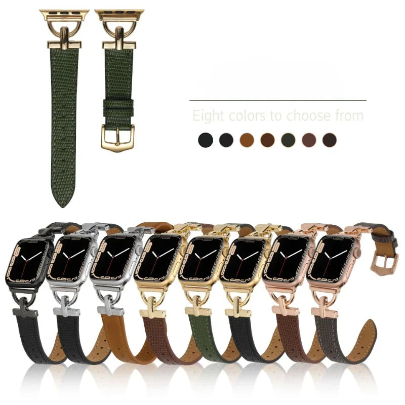 Leather Strap For Apple Watch Band 41mm 45 44 40mm 42 38mm Metal Buckle Design Watchband Bracelet For iWatch 7 SE 6 3 4 5