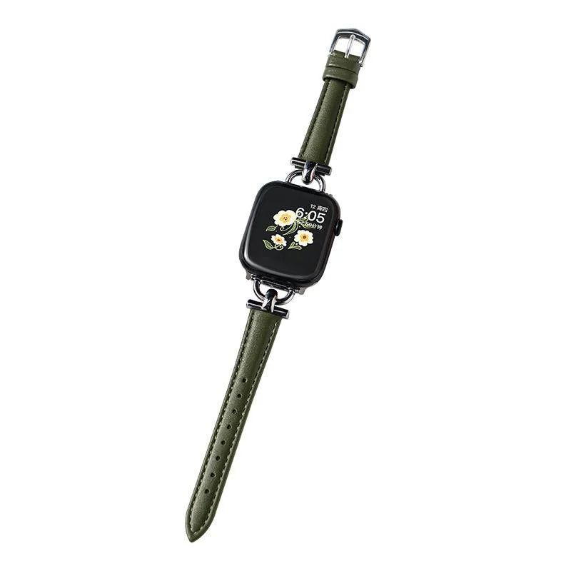 Leather Slim Watchband For Apple Watch Band 41MM 45MM 40mm 44mm 38mm 42mm Series 7 SE 6 5 4 3 2 1 Woman Thin Correa Wrist Strap