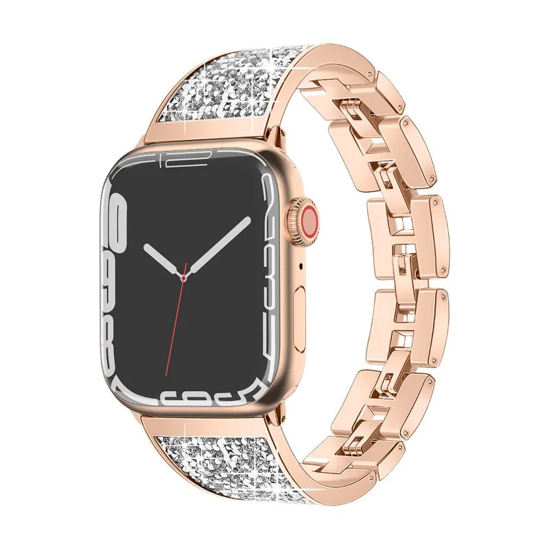 Luxury Chain Strap for Apple Watch Band 38mm~49mm Loop Bracelet Diamond Wrist Watchband for IWatch Series Ultra 8 7 6 5 4321 SE