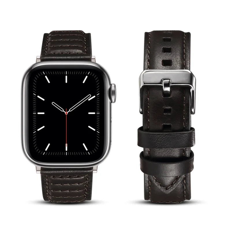 Genuine Leather Watch Strap Watchband For Apple Watch Band 49mm 44mm 40mm 45 mm 42mm 41mm Series 8 7 6 5 4 3 2 iWatch Bracelet