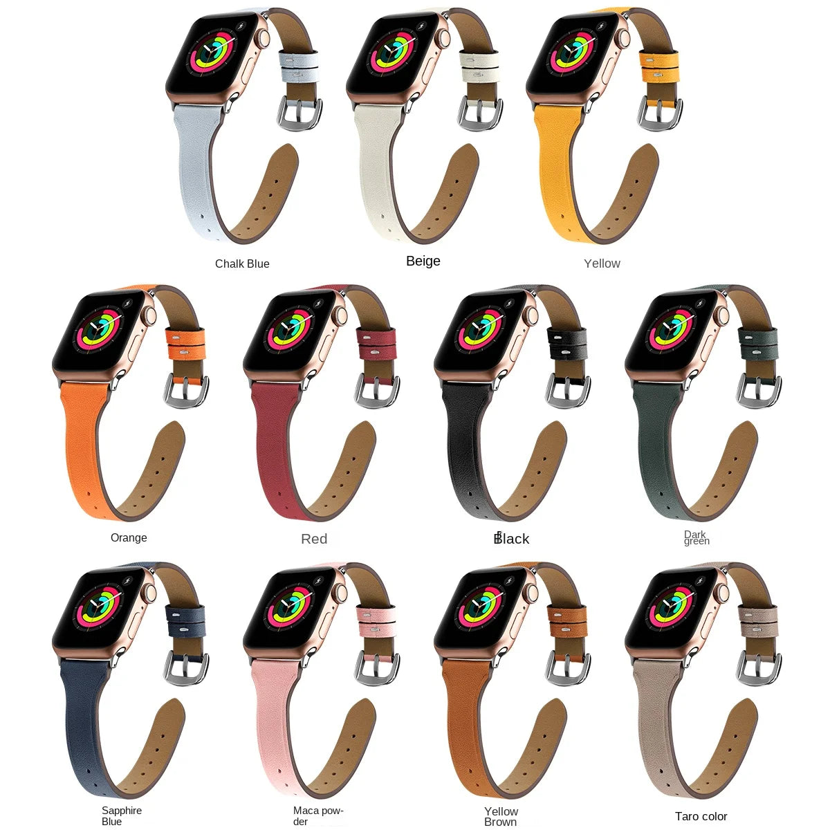 Slim Leather  strap For Apple Watch band 44mm 40mm 45mm/41mm 49mm watchband bracelet iWatch series 3 4 5 SE 6 7 8 ultra