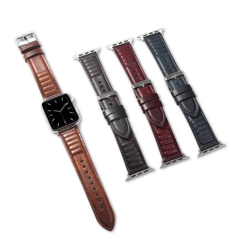 Genuine Leather Watch Strap Watchband For Apple Watch Band 49mm 44mm 40mm 45 mm 42mm 41mm Series 8 7 6 5 4 3 2 iWatch Bracelet